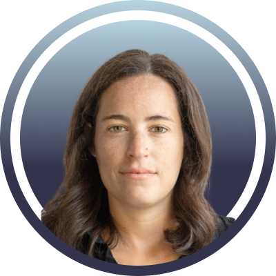 Erica Schneider, woman with dark shoulder length hair.